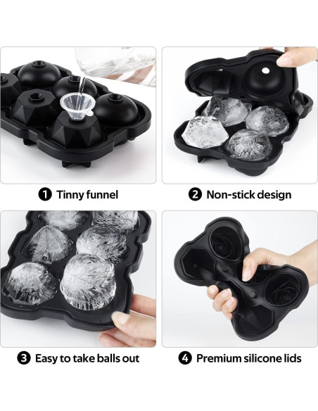 Bandeja de Hielo Mikiwon Rosa y Diamante 6 Cavidades Silicona Bandeja de Hielo Mikiwon Rosa y Diamante 6 Cavidades Silicona