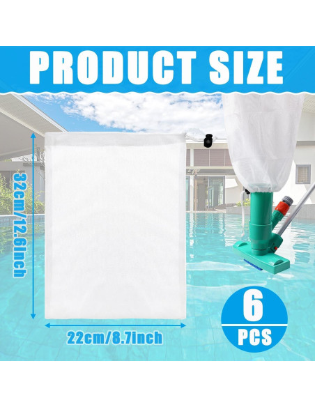 Paquete de 6 bolsas de repuesto LonlyEagle para aspiradora de piscina Paquete de 6 bolsas de repuesto LonlyEagle para aspiradora de piscina