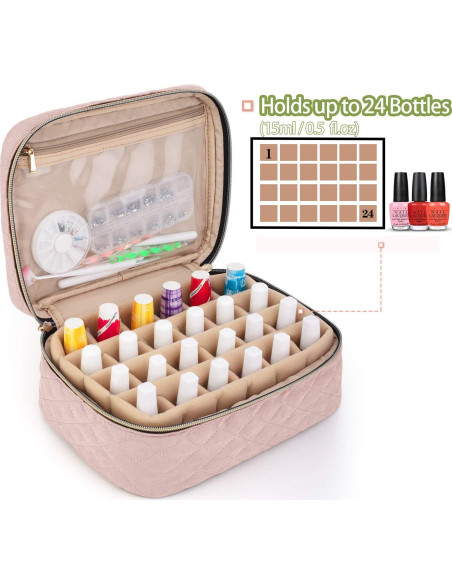 Bolsa de Transporte para Esmalte de Uñas YARWO Rosa 24 Botellas Bolsa de Transporte para Esmalte de Uñas YARWO Rosa 24 Botellas