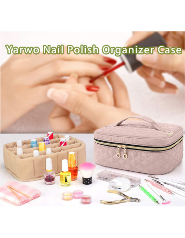 Bolsa de Transporte para Esmalte de Uñas YARWO Rosa 24 Botellas