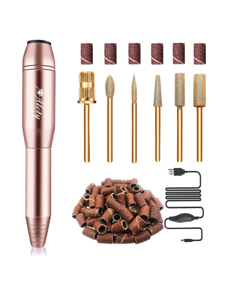 Kit de Taladro de Uñas Eléctrico Alety M-001 con Brocas Doradas Kit de Taladro de Uñas Eléctrico Alety M-001 con Brocas Doradas