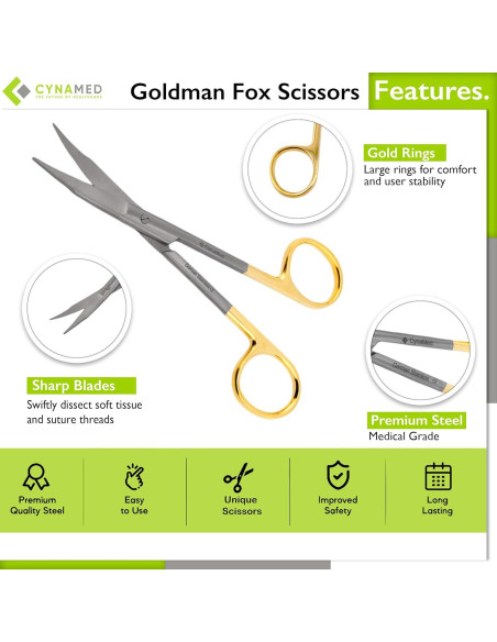 Tijera Goldman Fox 13 cm - Acero Inoxidable Alemán - Hojas Curvadas Tijera Goldman Fox 13 cm - Acero Inoxidable Alemán - Hojas Curvadas