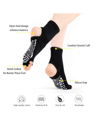 Calcetines de Pilates Antideslizantes Warmvin para Mujeres - 2 Pares