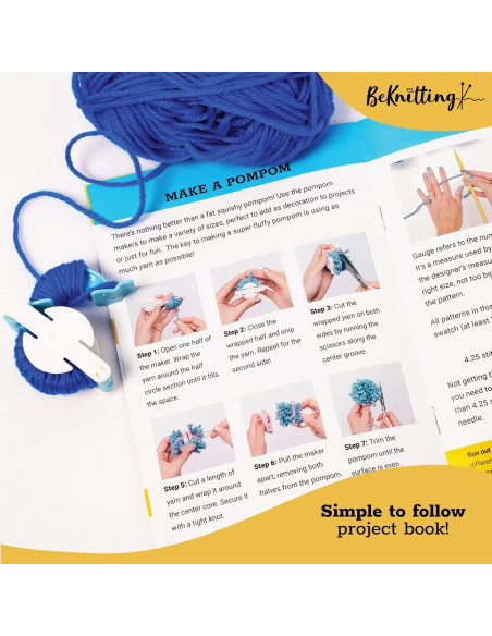 Kit de Tejer BeKnitting para Principiantes - Hilo, Agujas y Pompón Kit de Tejer BeKnitting para Principiantes - Hilo, Agujas y Pompón