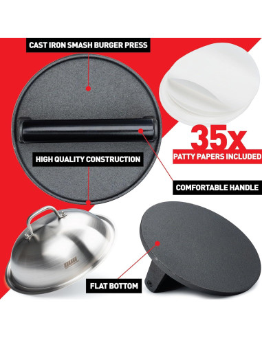 Kit de Prensa para Hamburguesas Smash OUII - Hierro Fundido 7"