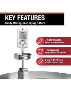 Termómetro Digital de Caramelo CDN DTC450 con Alerta y Clip 2