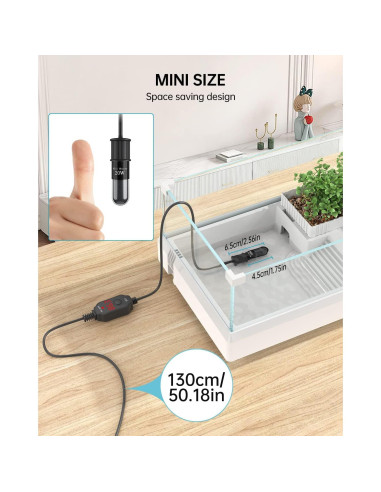 Calentador de Acuario SILICAR 30W con Termómetro LED 1.89-3.79L
