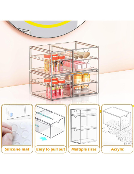 Organizador de Maquillaje Acrílico YFXCVSL 5 Cajones 17.78x25.4cm Organizador de Maquillaje Acrílico YFXCVSL 5 Cajones 17.78x25.4cm