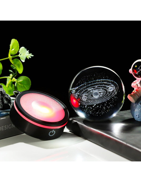 Bola de Cristal del Sistema Solar 8cm YWHL con Base LED Bola de Cristal del Sistema Solar 8cm YWHL con Base LED
