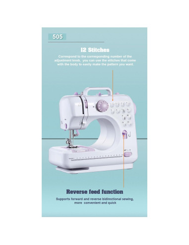 Máquina de Coser Eléctrica Mini Portátil 12 Puntadas 1.9 kg
