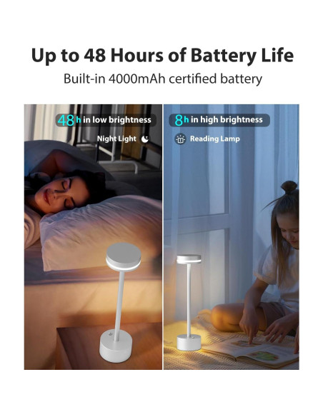 Lámpara de Mesa Inalámbrica LED FUNTAPHANTA Plata 4000mAh Lámpara de Mesa Inalámbrica LED FUNTAPHANTA Plata 4000mAh