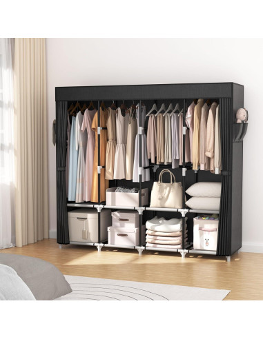 Armario Portátil VTRIN Negro 169.6x44.9x166.8 cm Gran Capacidad