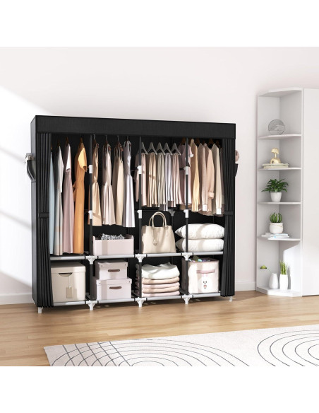 Armario Portátil VTRIN Negro 169.6x44.9x166.8 cm Gran Capacidad Armario Portátil VTRIN Negro 169.6x44.9x166.8 cm Gran Capacidad