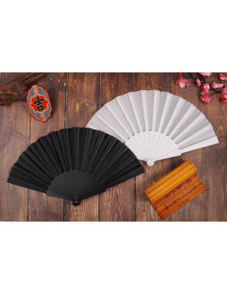 Abanicos Plegables HUNANBANG 4 Piezas Negro Decoración DIY Abanicos Plegables HUNANBANG 4 Piezas Negro Decoración DIY