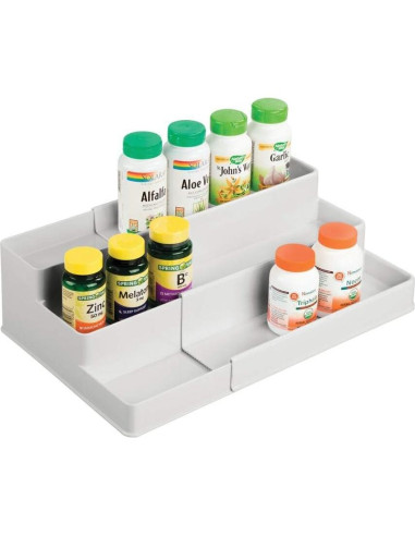 Estante Organizador Expandible mDesign 3 Niveles Plástico Gris