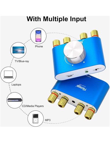 Amplificador Bluetooth Facmogu F900S 160W Estéreo Hi-Fi 12V