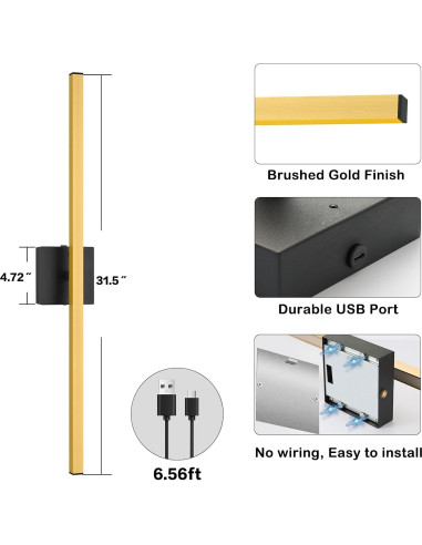 Juego de 2 Apliques de Pared LED Inalámbricos Devorpos 80 cm