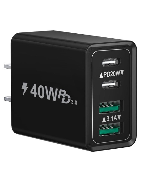 Cargador de pared USB-C 40W 4 puertos Aeidegut Carga Rápida Cargador de pared USB-C 40W 4 puertos Aeidegut Carga Rápida
