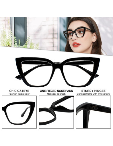 Gafas de lectura grandes estilo gato WEMOOTANTS 1.0x a 4.0x