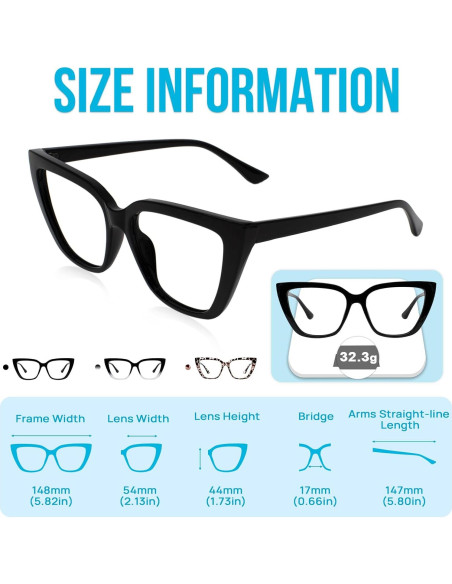 Gafas de lectura grandes estilo gato WEMOOTANTS 1.0x a 4.0x Gafas de lectura grandes estilo gato WEMOOTANTS 1.0x a 4.0x