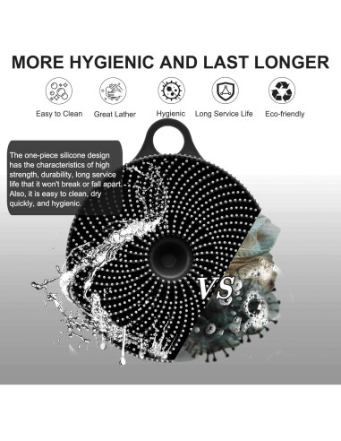 Cepillo de Ducha Silicona 2 en 1 INNERNEED Negro - Masajeador Cuero Cabelludo