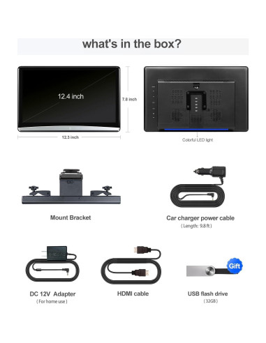 Monitor de Respaldo para Automóvil Seventour 12.4" 4K Android
