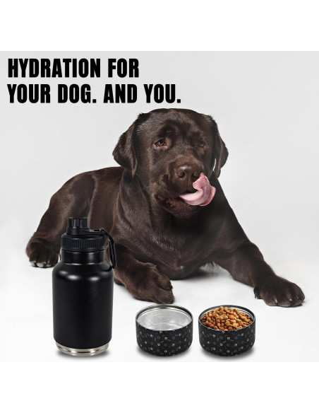 Botella de Agua Portátil para Perros AGH 0.95L Doble Pared Negro Botella de Agua Portátil para Perros AGH 0.95L Doble Pared Negro