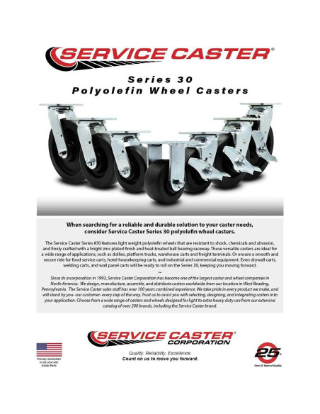 Juego de Ruedas de Reemplazo Service Caster 5" para Milwaukee Juego de Ruedas de Reemplazo Service Caster 5" para Milwaukee