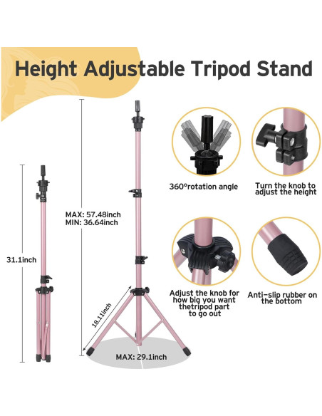 Soporte de Maniquí para Pelucas Klvied Oro Rosa con Cabeza 55.88 cm Soporte de Maniquí para Pelucas Klvied Oro Rosa con Cabeza 55.88 cm