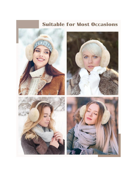 Orejeras de Invierno Plegables para Mujeres - Piel Sintética Beige Orejeras de Invierno Plegables para Mujeres - Piel Sintética Beige