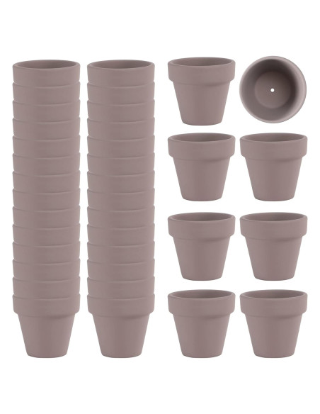 36 Macetas Mini Grises de Terracota Fcacti 5.08 cm con Drenaje 36 Macetas Mini Grises de Terracota Fcacti 5.08 cm con Drenaje