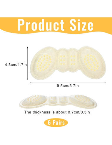 6 Pares Almohadillas Talón Antideslizantes Yuanchu - Unisex