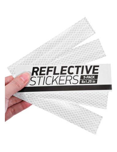 5 Etiquetas Reflectantes Autoadhesivas Blancas 3.2cm x 15cm