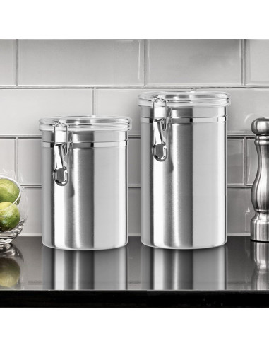 Recipiente Hermético OGGI Acero Inoxidable 1.4 L Tapa Transparente