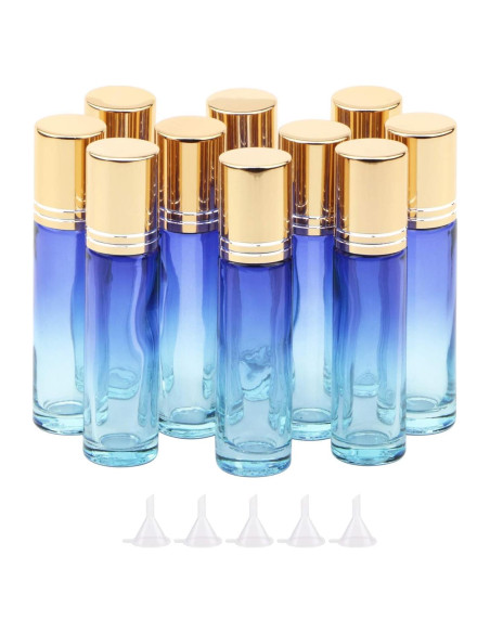 Ellbest 10pcs Botellas Rodantes de Vidrio 10ml Degradado Azul Ellbest 10pcs Botellas Rodantes de Vidrio 10ml Degradado Azul