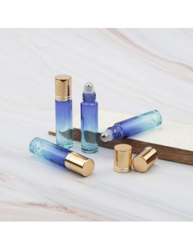 Ellbest 10pcs Botellas Rodantes de Vidrio 10ml Degradado Azul