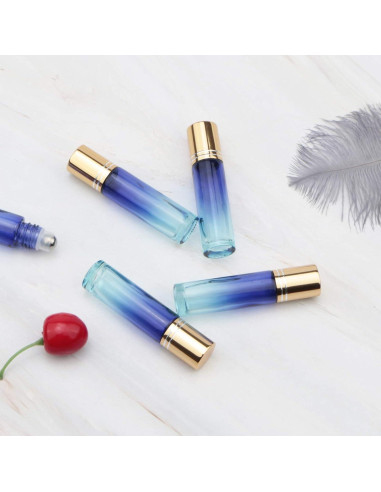Ellbest 10pcs Botellas Rodantes de Vidrio 10ml Degradado Azul