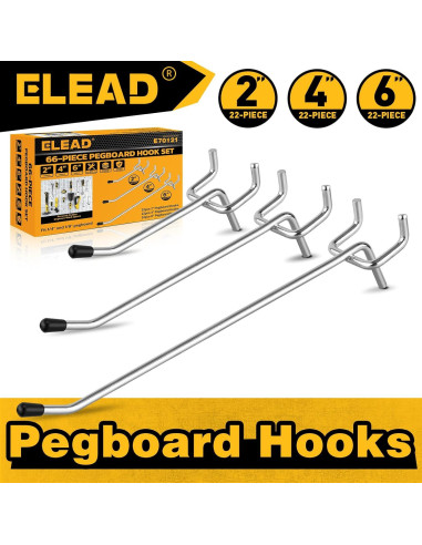 Ganchos de Tablero ELEAD 66 Piezas 5/10/15 cm Galvanizados