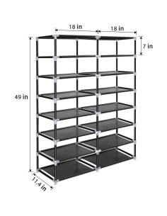 Estante para zapatos ERONE 28 pares 7 niveles portátil negro 2