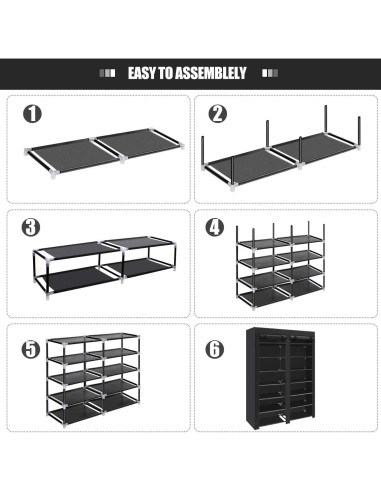 Estante para zapatos ERONE 28 pares 7 niveles portátil negro