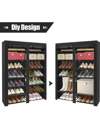Estante para zapatos ERONE 28 pares 7 niveles portátil negro