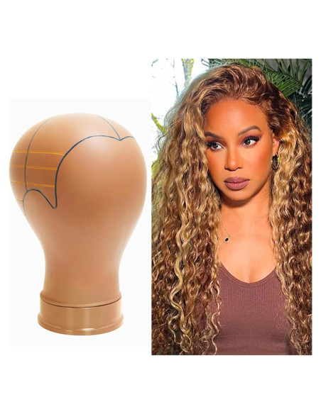 Cabeza de Maniquí 22" para Pelucas con Líneas Guía - Duradera Cabeza de Maniquí 22" para Pelucas con Líneas Guía - Duradera