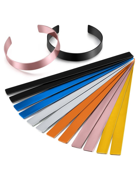 Plantillas de Pulsera de Aluminio Anodizado Lewtemi - 12 Pcs Plantillas de Pulsera de Aluminio Anodizado Lewtemi - 12 Pcs
