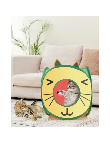Casa de Juego Plegable para Gatos Bissap - Cubo Pop Up 3 Agujeros Casa de Juego Plegable para Gatos Bissap - Cubo Pop Up 3 Agujeros