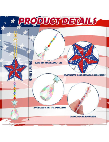 Kit de Arte de Diamante Tradder 6 Pcs Patriótico 4 de Julio