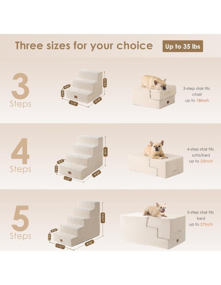 Escalera para Perros EHEYCIGA 3 Pasos Beige 34.3 cm Antideslizante Escalera para Perros EHEYCIGA 3 Pasos Beige 34.3 cm Antideslizante