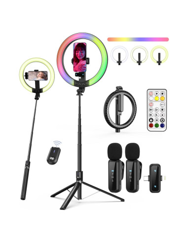 Kit de Vlogging BEFAME con Luz de Anillo 25cm y Trípode 188cm