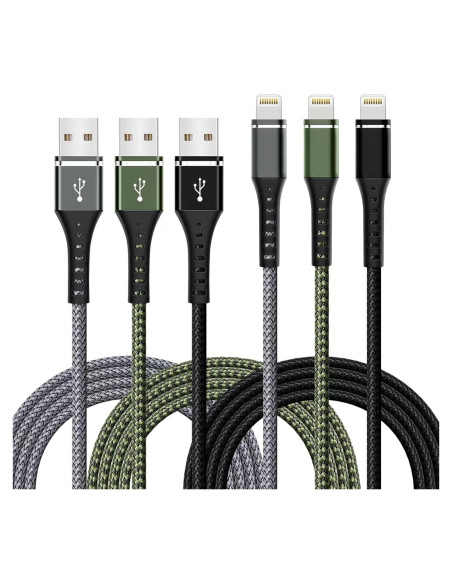 Cargador Rápido MFi DFLASHS - 3 Cables USB a Lightning 3FT Cargador Rápido MFi DFLASHS - 3 Cables USB a Lightning 3FT