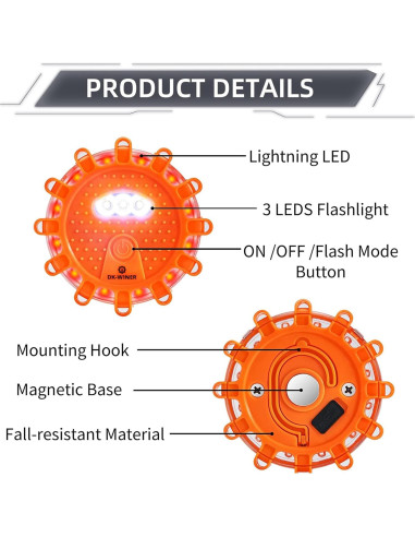 Kit de Flares LED de Emergencia DK-WINER 3pack Recargable