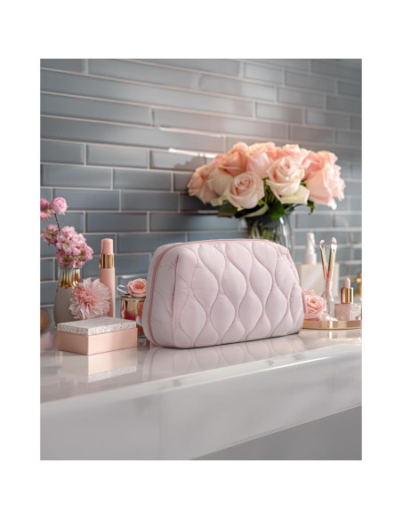 Bolsa de Maquillaje Acolchada BAGSMART Rosa 23x10x15 cm Bolsa de Maquillaje Acolchada BAGSMART Rosa 23x10x15 cm